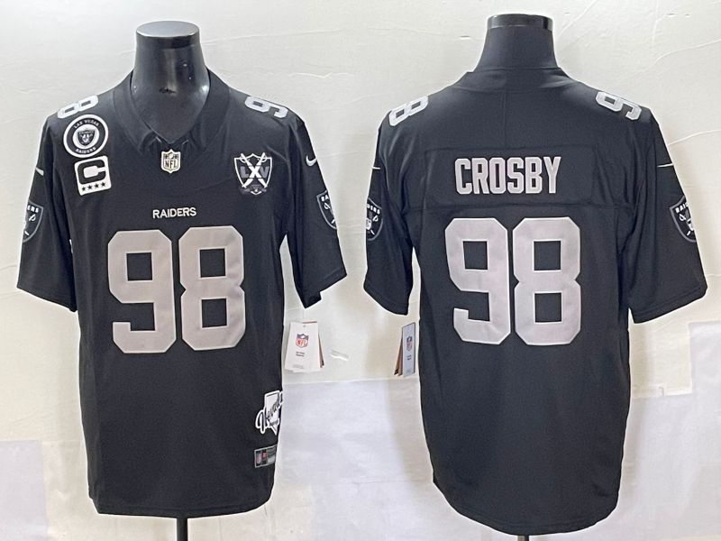 Men 2025 Oakland Raiders #98 Crosby Black Throwback Three generations Nike Limited NFL Jersey style 3